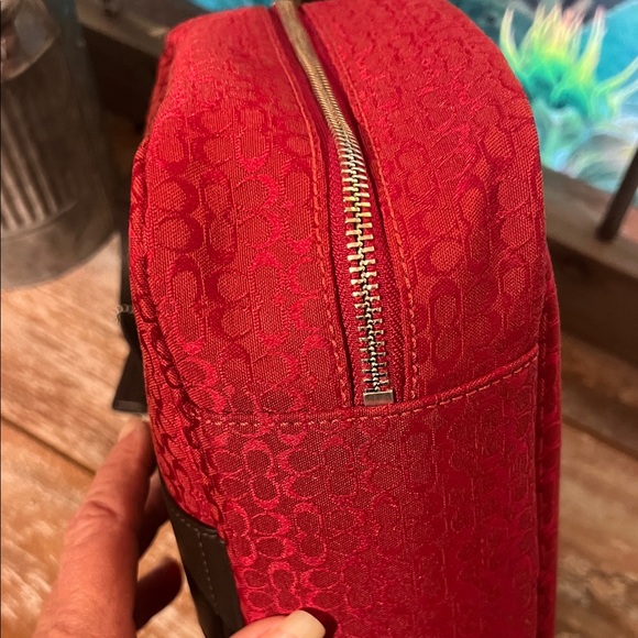 Coach Red and Brown Toiletry Bag - Picture 6 of 8